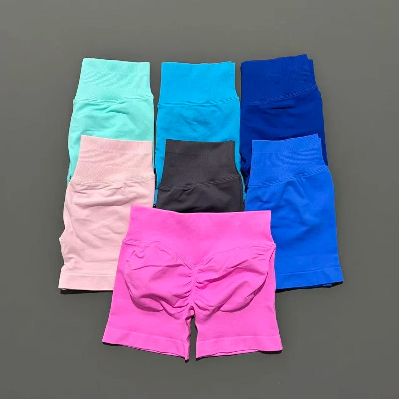 Sports Shorts 4.5" Women Yoga Shorts Seamless Low Waist Scrunch Bum Gym Leggings Workout Stretch Fitness Sports Shorts
