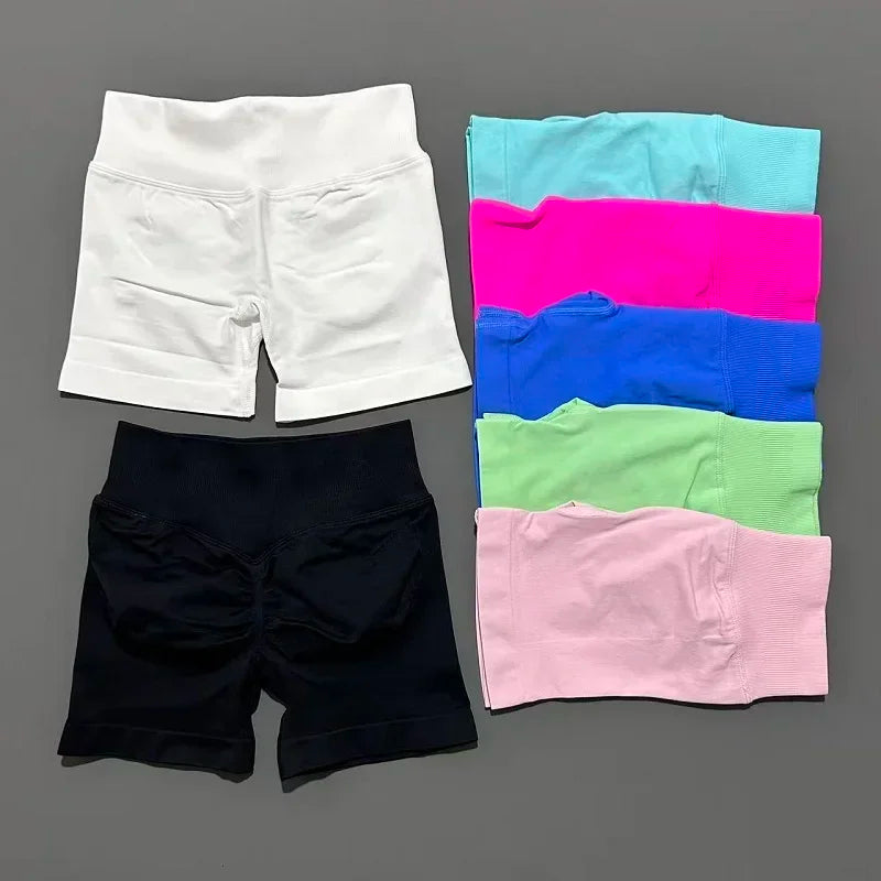 Sports Shorts 4.5" Women Yoga Shorts Seamless Low Waist Scrunch Bum Gym Leggings Workout Stretch Fitness Sports Shorts