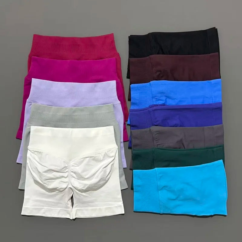 Sports Shorts 4.5" Women Yoga Shorts Seamless Low Waist Scrunch Bum Gym Leggings Workout Stretch Fitness Sports Shorts